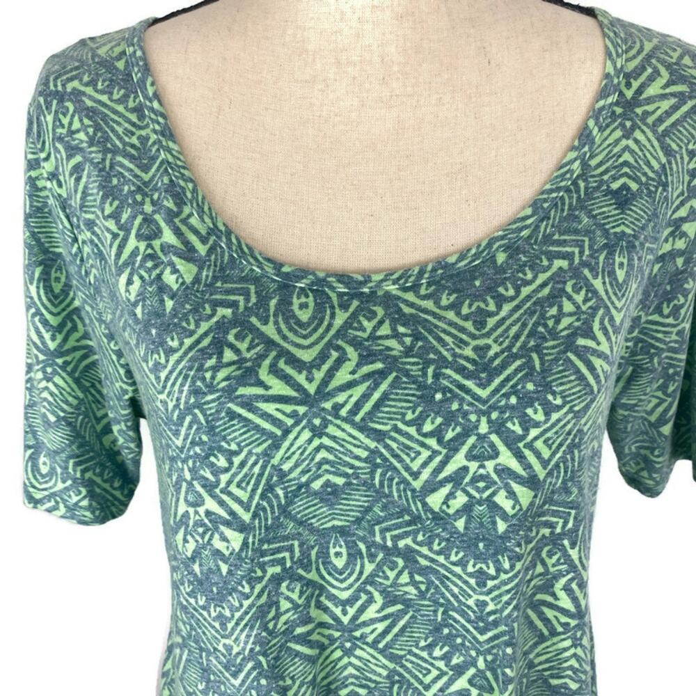 Lularoe Perfect T Blouse Green Gray Aztec Hi Low Swing Top Womens Sz Small - Picture 6 of 11